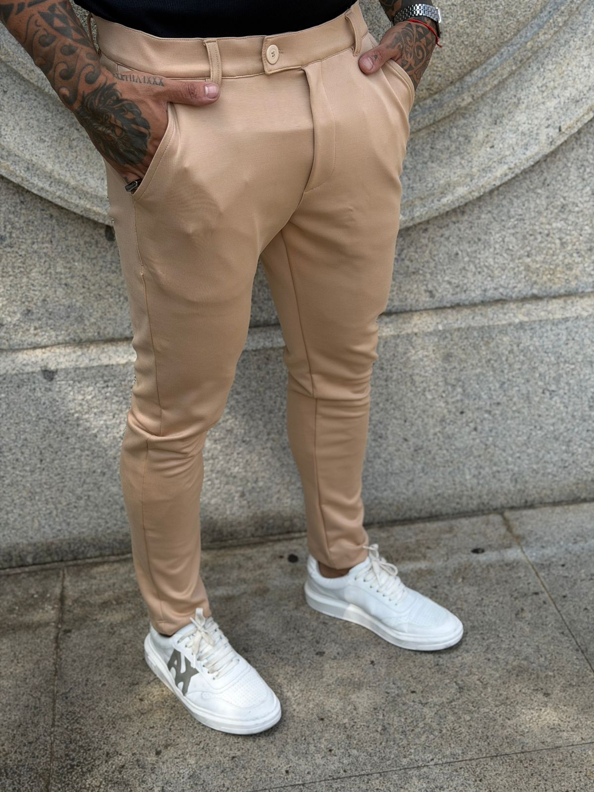 Calça Alfaiataria Paris C/Elastano Premium Bege - Imagem 1
